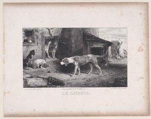 The Kennel, från serien Hunting Scenes, 1829. av Alexandre Gabriel Decamps