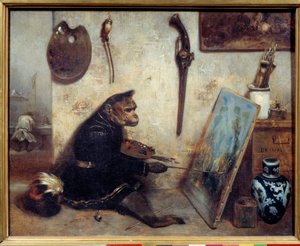 Apmålaren av Alexandre Gabriel Decamps (1803-1860) 1833 Sön. 0,32x0,4 m . - Apmålaren. Målning av Alexandre Gabriel Decamps (1803-1860)