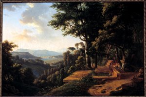 Filosofen Jean Jacques Rousseau (1712-1778) mediterar 1770 i Parc de la Rochecordon nära Lyon Målning av Alexandre Hyacinthe Dunouy (1757-1841) 1700-talets Paris, Musee Marmottan