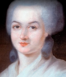 Detalj av porträttet av Olympe de Gouges (Detalj) (Marie Gouze, kallad Olympe de Gouges