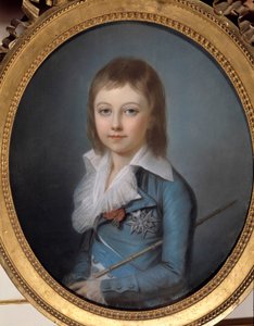 Porträtt av Ludvig XVII (1785-1795) avbildad i delfinpastellmålning av Alexander Kucharski (1741-1819). Mått 0,62 x 0,52 m. Versailles, Versailles slott och Trianon