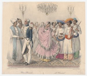 Une Nautch, från tjugofyra plattor som illustrerar hinduiska och europeiska seder i Bengalen,..., 1832 av Alexandre Marie Colin
