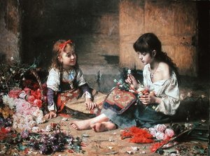 De unga blomsterflickorna