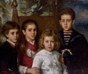 Porträtt av barnen till Paul Pavlovich Demidoff, 2:e prinsen av San Donato 1839-1885, Avrora, A av Alexei Alexeyevich Harlamov