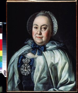 Porträtt av damen i väntan, grevinnan Maria A. Rumyantseva (1698-1788) (Porträtt av damen i väntande grevinnan Maria A. Rumyantseva). Målning av Alexei Petrovich Antropov (1698-1788). Olja på duk 62,5 x 48 cm