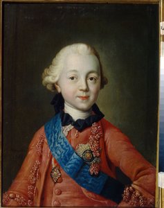 Porträtt av storhertig Pavel Petrovich Romanov (1754-1801) som barn. Han kommer att bli tsar av Ryssland under namnet Paul I. (Porträtt av storhertig Pavel Petrovich som barn). Målning av Alexei Petrovich Antropov (1716-1795)