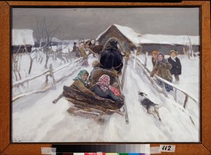 Att köra under fastelavnen - Målning av Alexei Stepanovich Stepanov (1858-1923), olja på duk