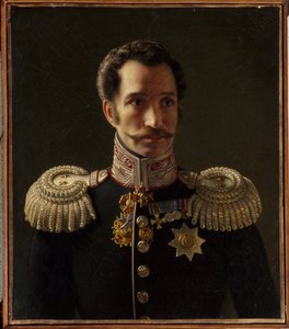 Porträtt av Leonty Vasilievich Dubelt (1792-1862), stabschef för gendarmerikåren. (Porträtt av L.V. Dubelt, stabschef för Gendarmeskåren). Målning av Alexei Vasilyevich Tyranov (1808-1859), olja på duk