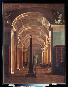 Utsikt över Hermitagebiblioteket i Sankt Petersburg (Utsikt över Hermitagebiblioteket) - Målning av Alexei Vasilyevich Tyranov (1808-1859), olja på duk, cirka 1826, rysk konst