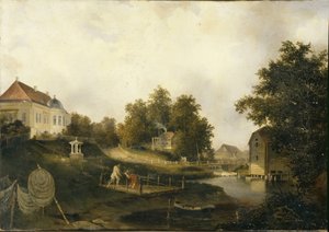 Utsikt i Modest Rezvois lantgård Marienhof nära Petersburg, 1846 av Alexei Yakovlevich Voloskov