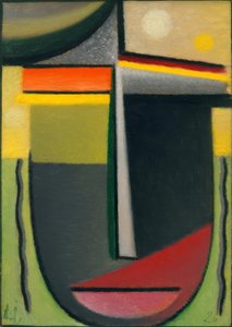 Abstrakt huvud: Inuti ser grönt - guld ut av Alexej von Jawlensky