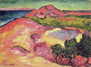Kustscen med röd kulle av Alexej von Jawlensky