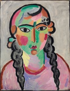 Den bleka flickan med gråa flätor. Omkring 1916 av Alexej von Jawlensky