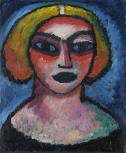 Kvinnas huvud. Verso: bröstbild av en man (omkring 1910-1912) av Alexej von Jawlensky