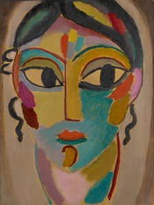Mystical Head: Head of a Girl, 1918 (olja på kartong)