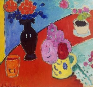 Stilleben med en vas och en kanna. 1909 av Alexej von Jawlensky