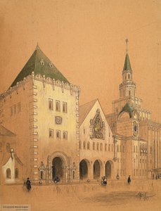 Moskva Kazansky järnvägsstation Project, 1913. av Alexey Viktorovich Shchusev