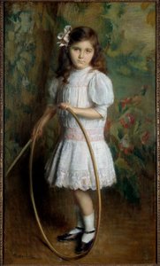 Dotter till konstnären i bågen Målning av Alexis Axilette (1860-1931) 1909 Angers, musee des Beaux Arts - Konstnärens dotter med en båge. Målning av Alexis Axilette (1860-1931) av Alexis Axilette