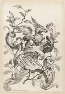 Winged Griffon på en Rocaille Bracket, från Premiere Partie Diverse Ornements