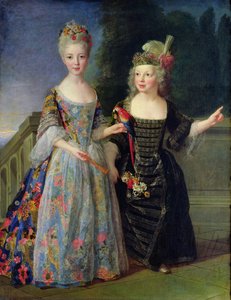 Catherine-Eleonore de Bethisy (1707-67) och hennes bror, Eugene-Eleanore (1709-81) (olja på duk)