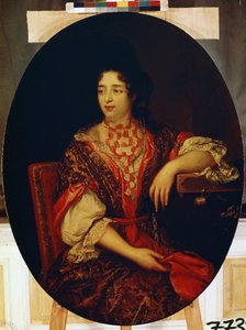 ""Porträtt av en kvinna i väntan vid hovet hos drottningen av Frankrike"" (Porträtt av en väntande dam) Målning av Alexis Simon Belle (1674-1734) Eremitagemuseet, Sankt Petersburg