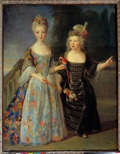 Porträtt av Catherine Eleonore Eugenie de Bethisy (1707-1767), blivande prinsessan av Montauban och hennes bror Eugene Eleonore (1709-1781), blivande markis av Mezieres, mellan 1713 och 1715. Målning av Alexis Simon Belle (1674-1734)