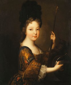 Porträtt av en flicka, halvlångt, som Minerva, av Alexis Simon Belle