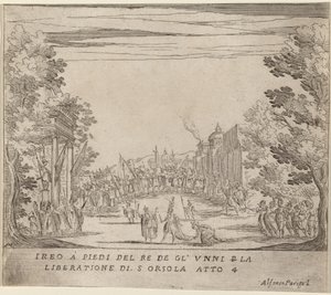 Jereo inför Hunnernas kung för Saint Ursulas befrielse av Alfonso Parigi II
