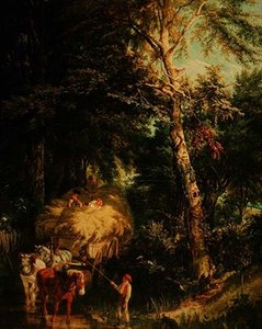 Korsning av bäcken (olja på duk) av Alfred Edward Chalon