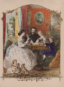 Idealiskt viktorianskt hemliv (färglitografi) av Alfred (after) Concanen
