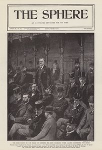 Den irländska parlamentsledamoten John Redmond talar till underhuset (litho)