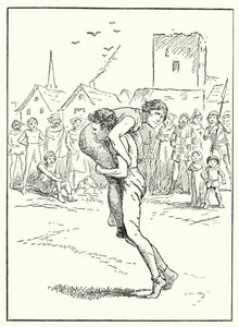 Merrie England: En brottningsmatch (litografi)