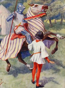 Merrie England: En ung riddare (färglitografi)