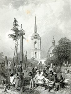 Smolenskokyrkans kyrkogård, graverad av E.Smith av Alfred (after) Vickers