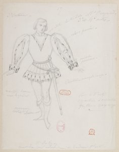 Halévy - La magicienne - kostymmodeller av Alfred Albert - 17 (Réné), M. Gueymard, 3:e kostymen, 3:e och 4:e akten av Alfred Albert