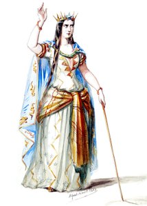 Halévy - La magicienne - kostymmodeller av Alfred Albert - 19. Mélusine, grevinnan av Lusignan, 1:a kostymen (retuscherad) av Alfred Albert