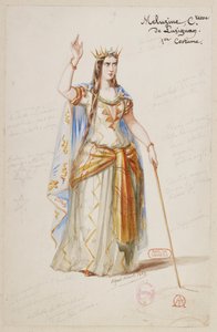Halévy - La magicienne - kostymmodeller av Alfred Albert - 19. Mélusine, grevinnan av Lusignan, 1:a kostymen