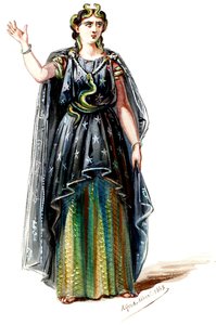 Halévy - Trollkarlen - kostymmodeller av Alfred Albert - 20. Mélusine, 2:a kostymen (retuscherad)