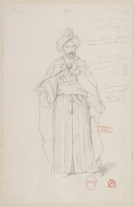 Halévy - La magicienne - kostymmodeller av Alfred Albert - 29. Schackparti, saracensk kung. M. Bion