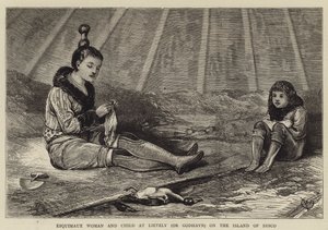 Esquimaux kvinna och barn på Lievely (eller Godhavn) på ön disco av Alfred Chantrey Corbould