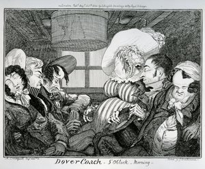 Dover Coach, klockan 5 på morgonen, etsat av George Cruikshank, 1826