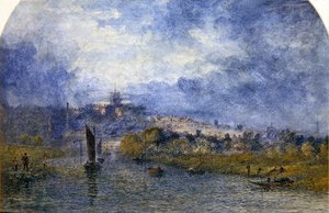 Sunset Over Norwich (akvarell på papper) av Alfred Dawson