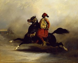 Nubisk ryttare i galopp