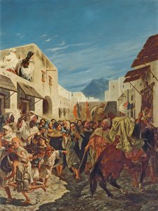 Judiska musiker på gatorna i Tetuan, ca 1858