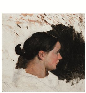 Porträtt av en flicka (olja på papper) av Alfred Dehodencq