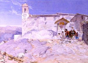 Sta Rocco, Olevano (akvarell på papper)