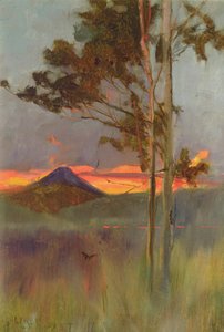 An Angry Night - Hakone Mountains, ca 1889 (olja på panel)