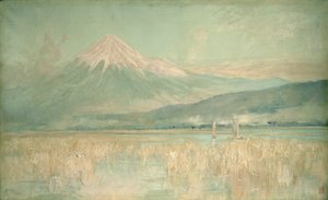 Gryning på det heliga berget, Fuji-solen halvt gömd i molnen, 1889