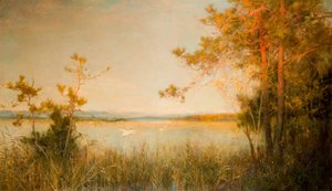Reedy Mere And Sunlit Hills, 1890-91. av Alfred Edward East