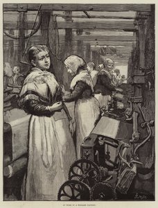 På jobbet i en yllefabrik av Alfred Edward Emslie